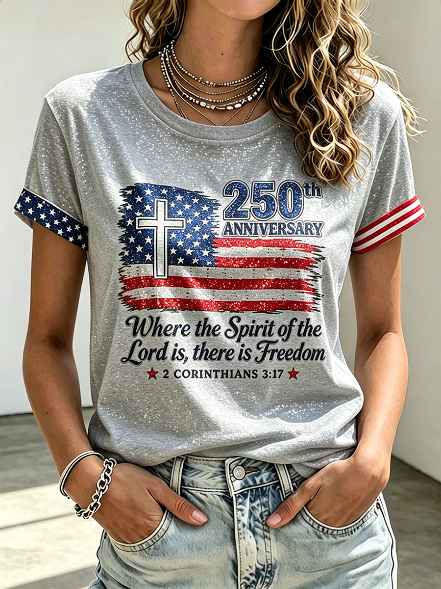 250Th Anniversary Commemorative Faith Printed Round Neck Top In The United States
