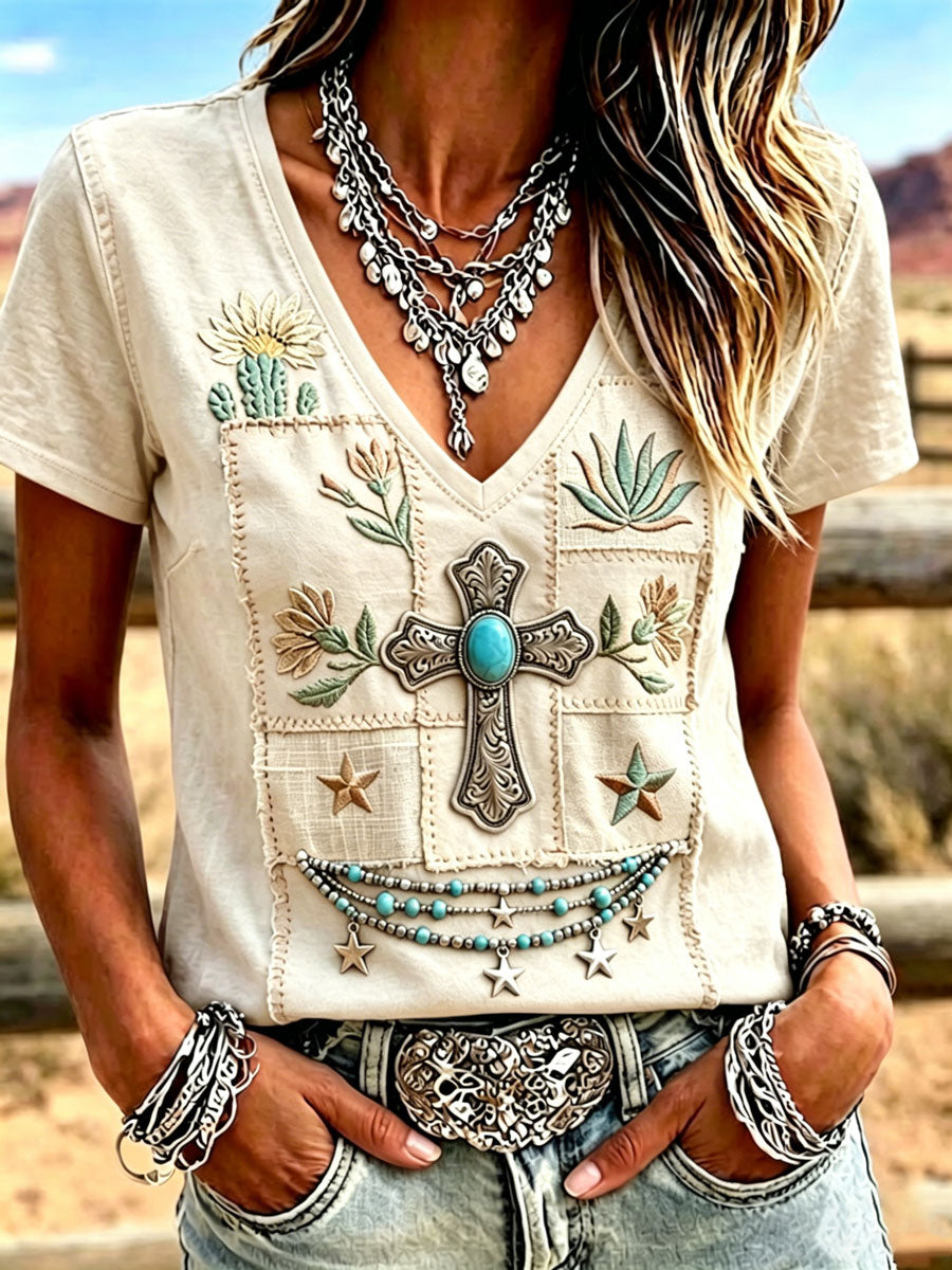 Women'S Casual Retro Western-Style Faith T-Shirt