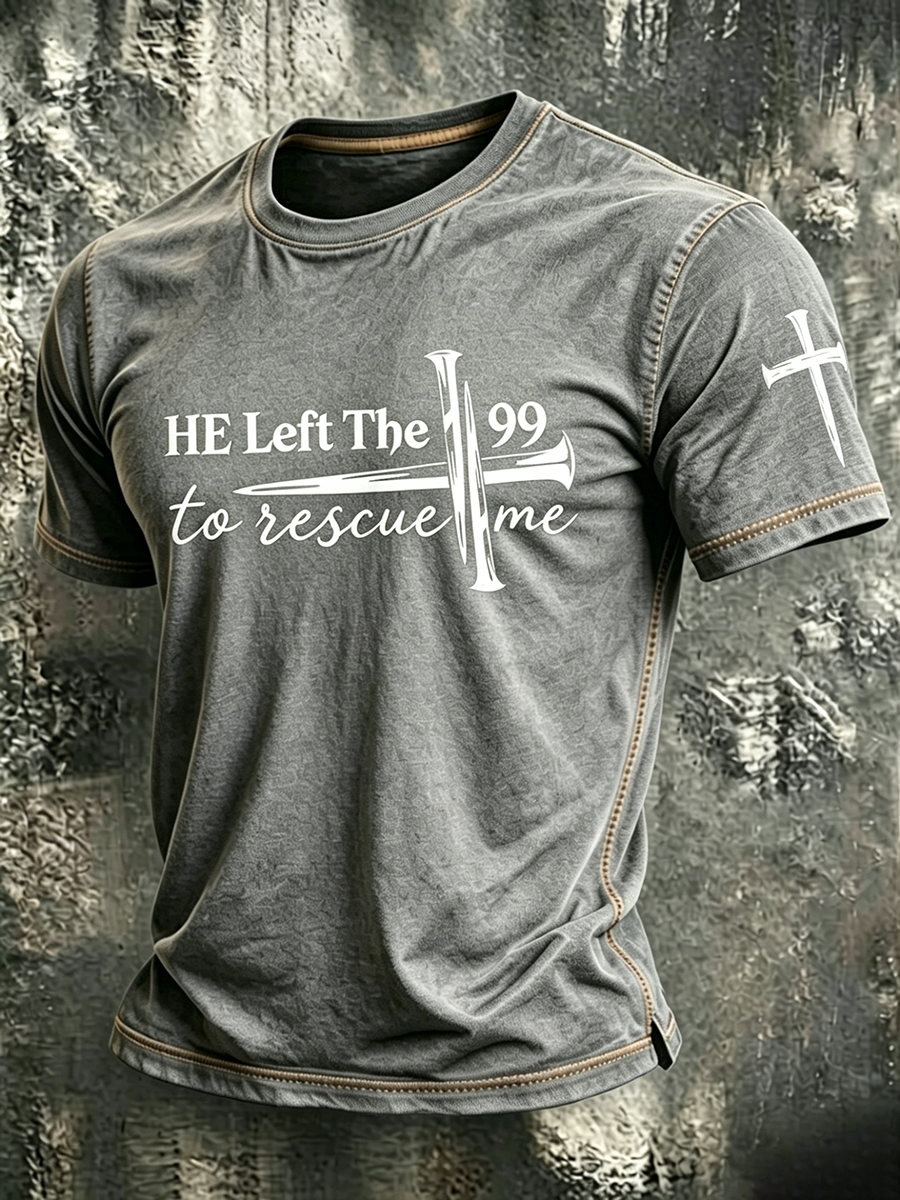 Jesus Cross Faith Commemorative Printed Round Neck T-Shirt