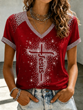 Women'S Faith Art V-Neck Casual Top