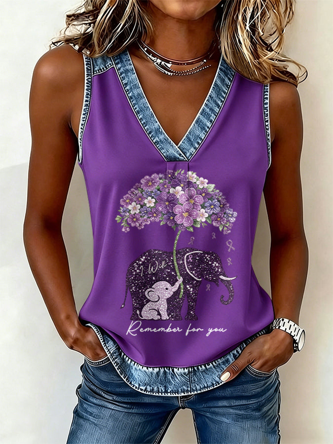 Women'S Alzheimer's awareness Printed Casual Vest