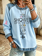 Women'S Breast Cancer Faith Print Casual Waffle Top