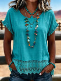 Women's Vintage Lace Patchwork Casual Shirt