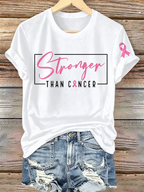 Pink Series Disease Health Awareness Public Welfare Printed Round Neck T-Shirt