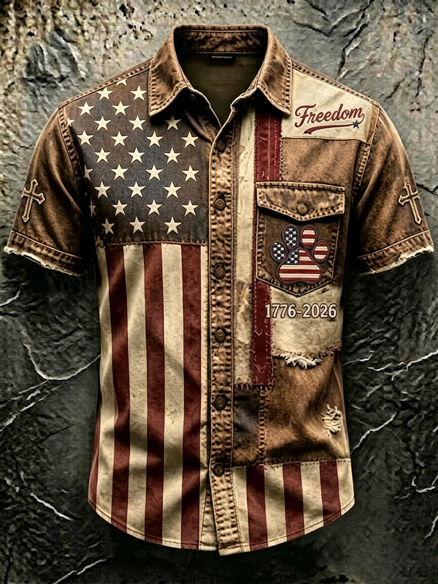 Men'S 250Th Anniversary National Paw Prints Faith Print  Shirt