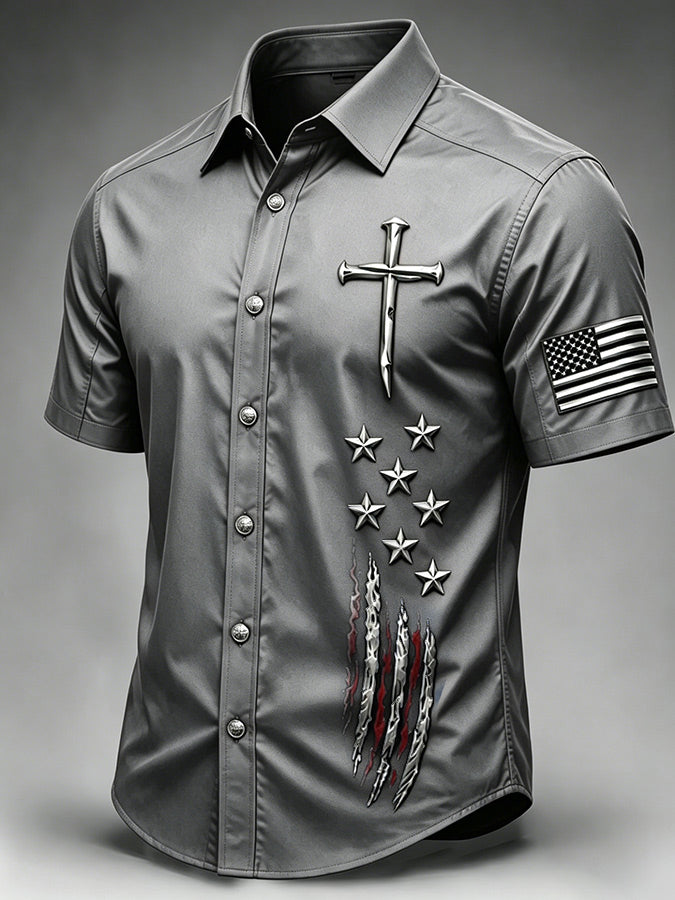 Men's Faith patriotic printed casual shirt