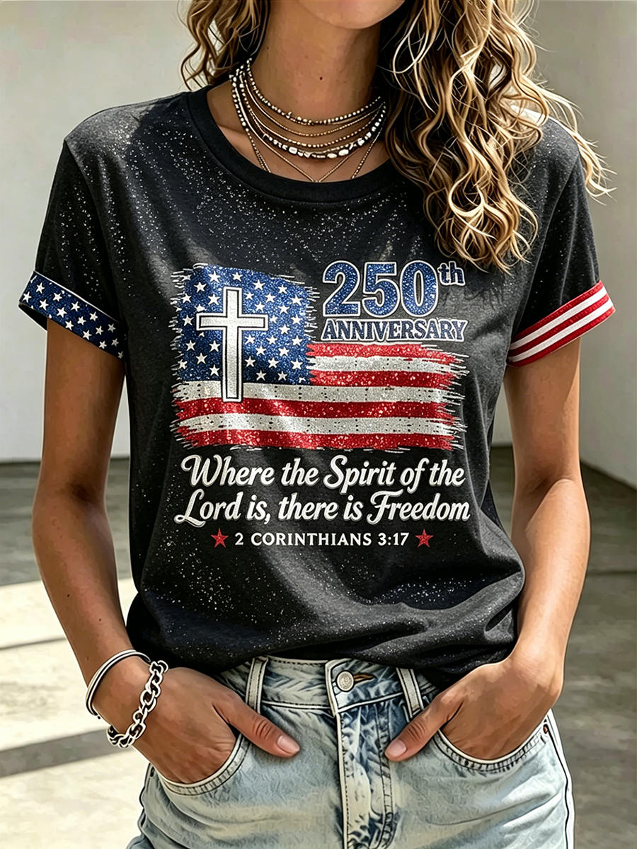 250Th Anniversary Commemorative Faith Printed Round Neck Top In The United States