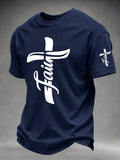 Men'S Faith Cross Christian Printed T-Shirt,