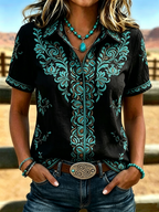Women's Retro Ethnic Art Printed Shirt