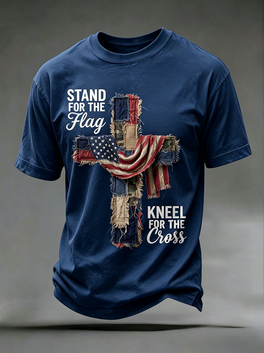 Religious Faith Cross Jesus Casual Printed Round Neck T-Shirt