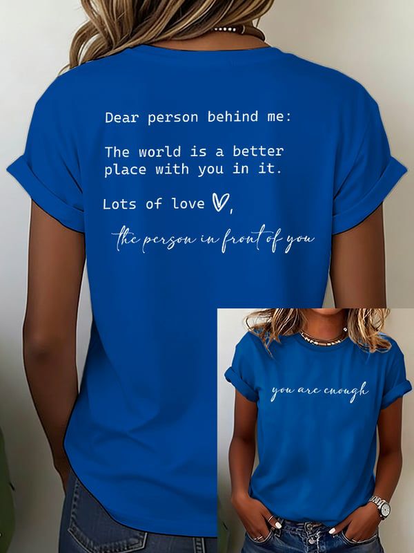 Women's Mental Health Slogan Print T-Shirt