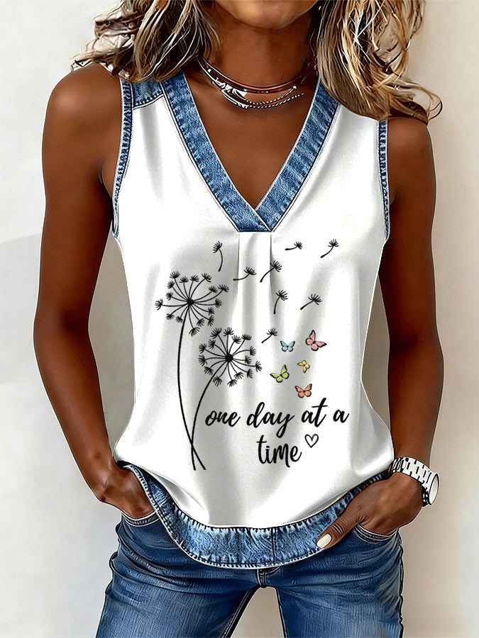 Women's One Day At A Time Print Tank Top