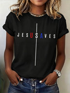 Women'S Jesus Saves Printed Casual T-Shirt