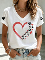 Women'S Paw Print Heart T-Shirt