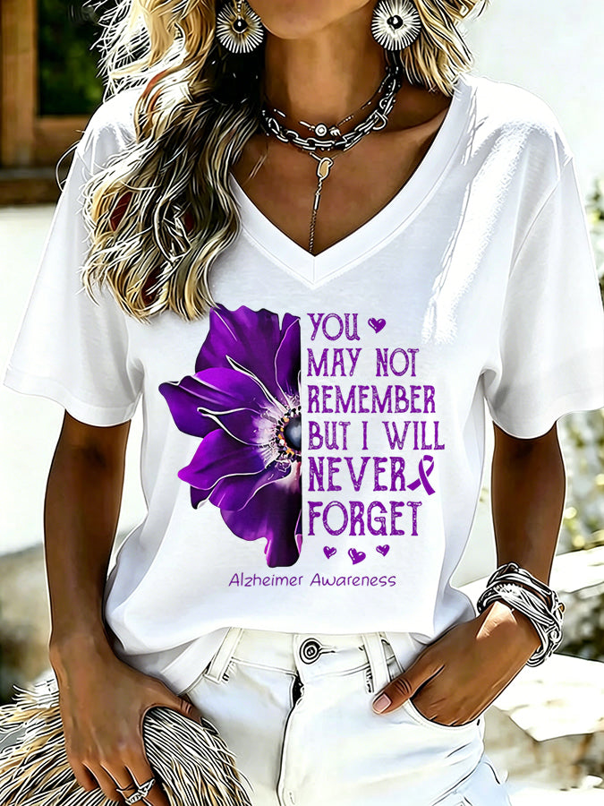 Women'S Alzheimer's awareness Printed Casual T-Shirt