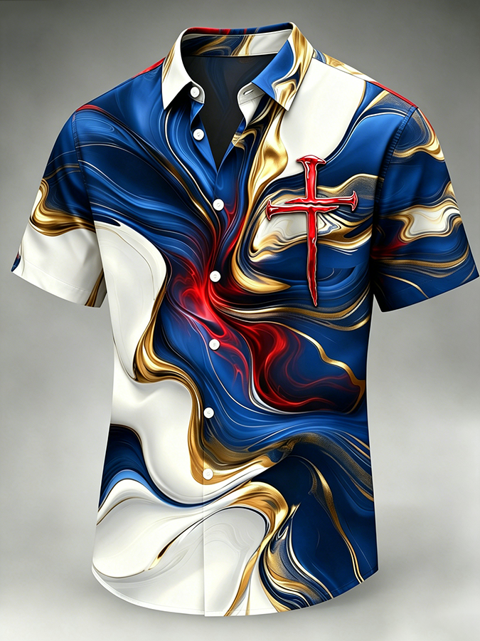 Men's Faith Cross Printed Casual Shirt