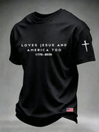 Men's American Flag Faith Printed Casual T-shirt