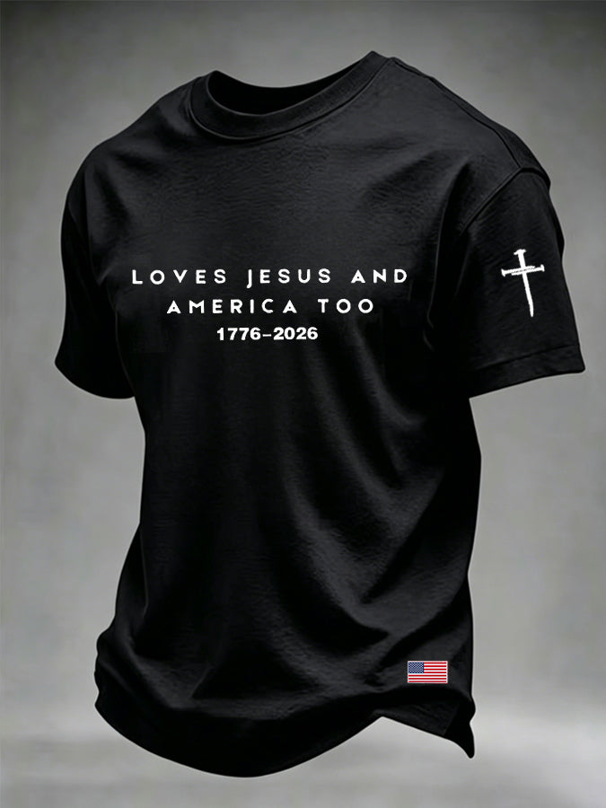 Men's American Flag Faith Printed Casual T-shirt