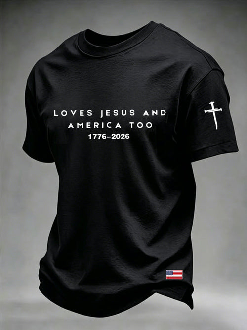Men's American Flag Faith Printed Casual T-shirt
