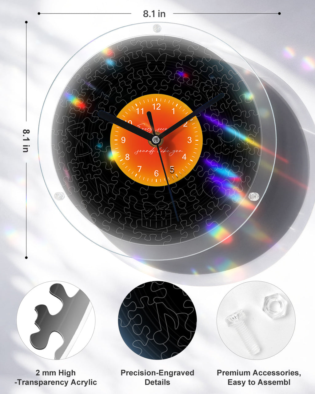 DIY Acrylic Puzzle Clock Kit - Classic Black