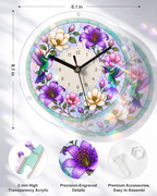 DIY Acrylic Puzzle Clock Kit - Spring Hummingbirds Bloom