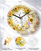 DIY Acrylic Puzzle Clock Kit - Golden Sunflower Field