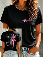 Women'S Belief In Breast Cancer Publicity Print Short Sleeve T-Shirt