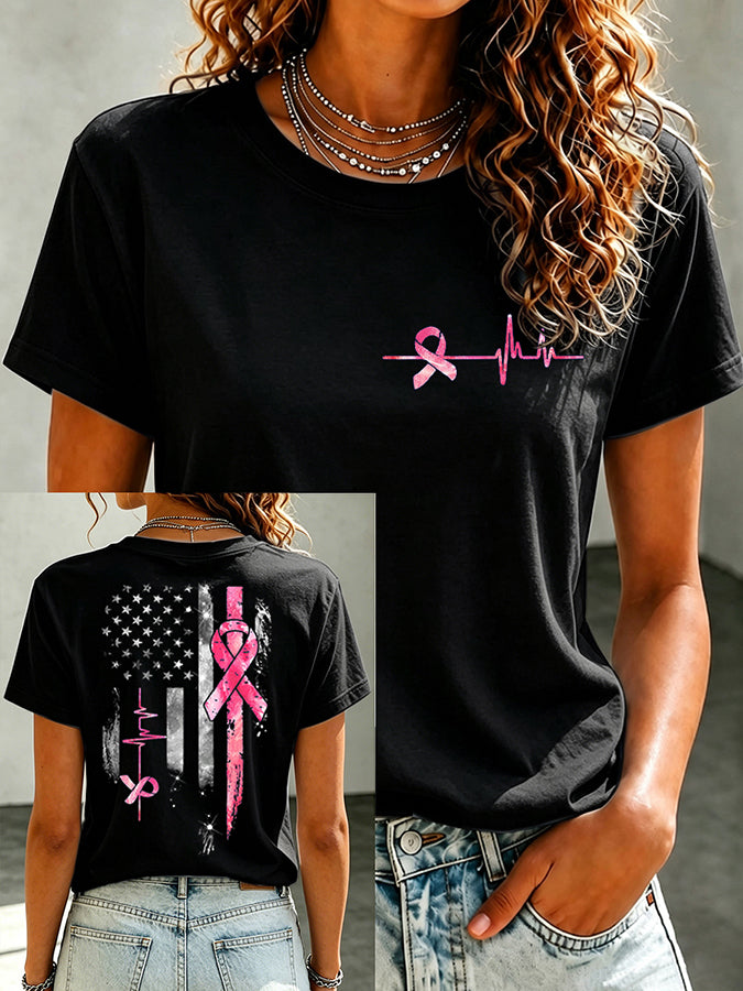 Women'S Belief In Breast Cancer Publicity Print Short Sleeve T-Shirt