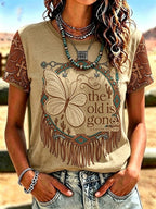 Women'S Western-Style Retro Faith Print  T-Shirt