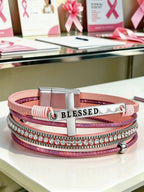 Breast Cancer Prevention And Control Propaganda Belief Cross Multi Layer Bracelet