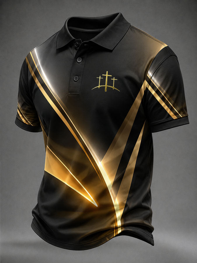 Men's Faith Cross Printed Casual Polo Shirt