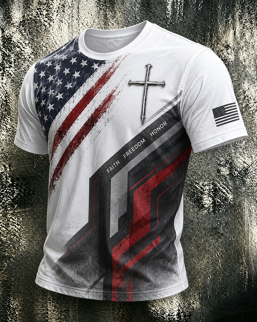 Men'S Faith FAITH FREEDOM HONOR And 250Th Anniversary Celebration Short Sleeve Round Neck T-Shirt