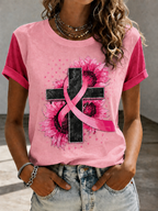 Women'S Faith Breast Cancer Publicity Print Short Sleeve T-Shirt