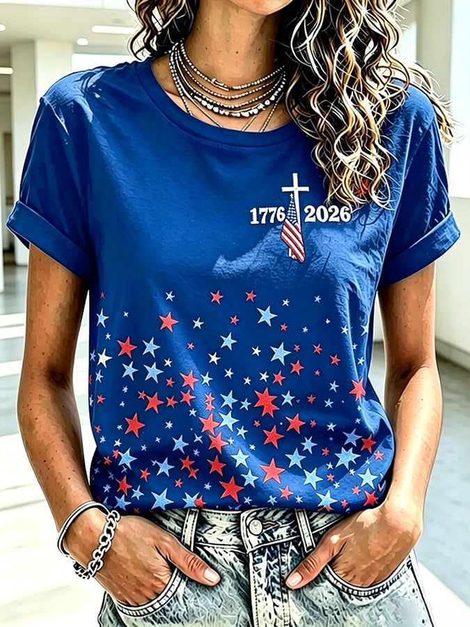 Women's America 250 1776-2026 Freedom Faith Print T-shirt