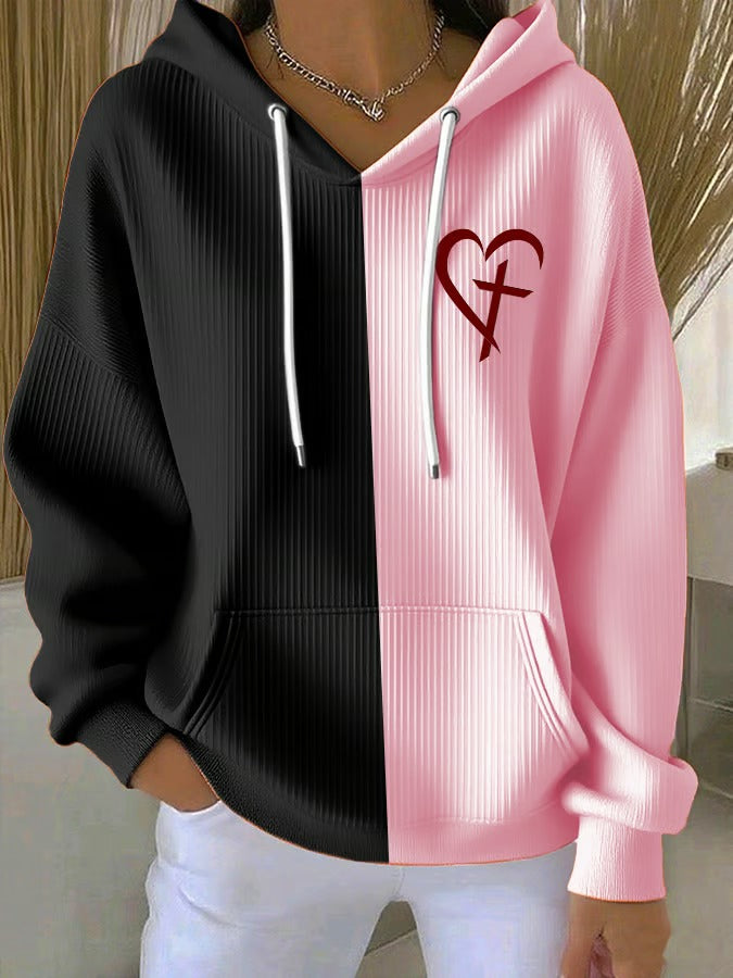 Ladies' Casual Faith Printed Hooded Knitted Long Sleeved Sportswear