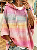 Women's Pink Gradient Printed Casual Hoodie