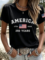 Women'S  America Flag Printed Casual T-Shirt