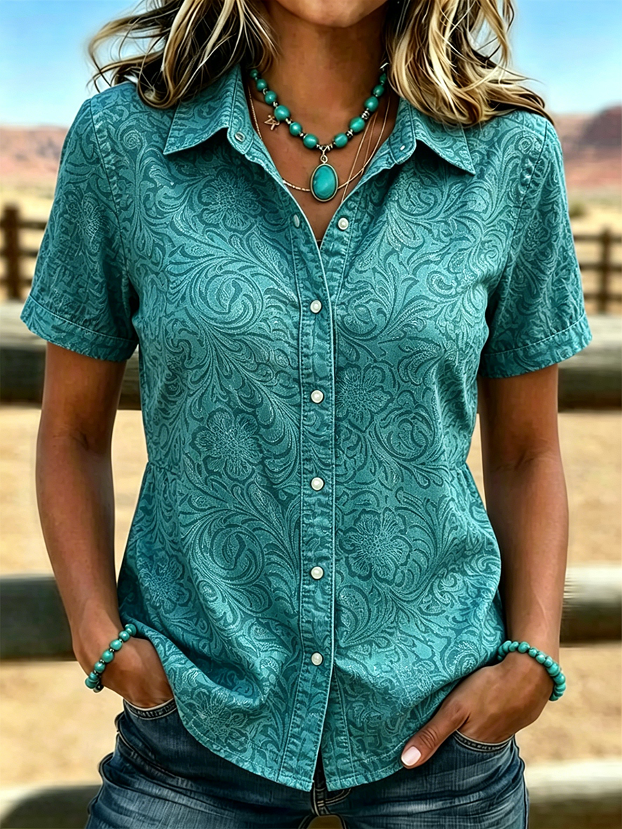 Women's Retro Printed Casual Shirt