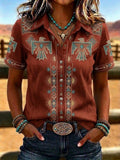 Women's Retro Ethnic Art Printed Shirt