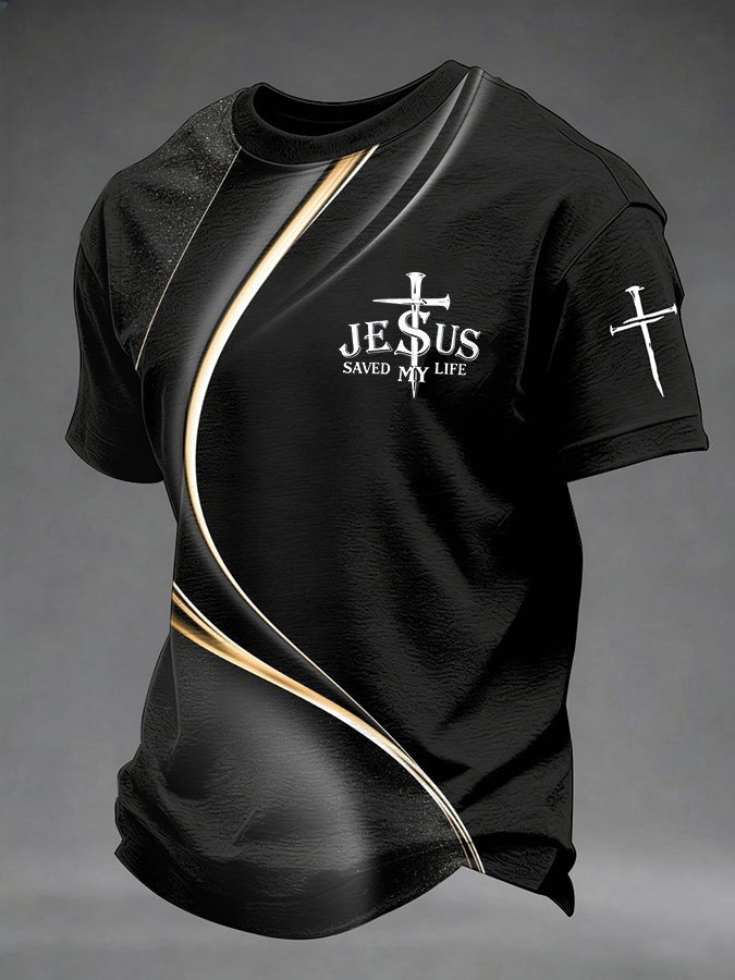 Men'S Christian Jesus Cross Short Sleeved T-Shirt
