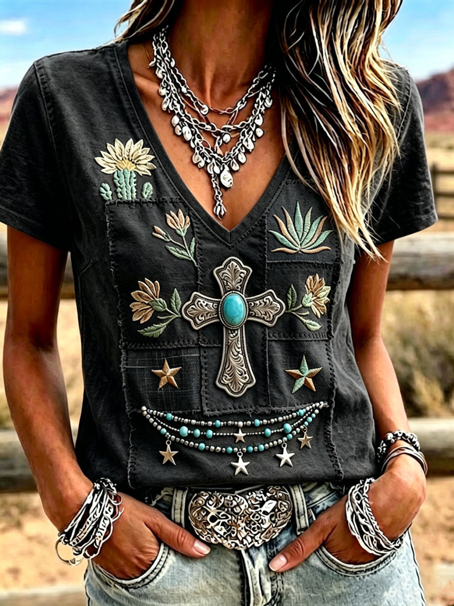 Women'S Casual Retro Western-Style Faith T-Shirt