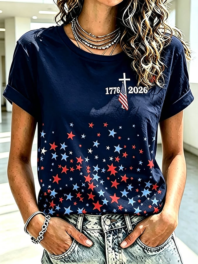 Women's America 250 1776-2026 Freedom Faith Print T-shirt