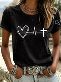 Women's Heartbeat Cross T-Shirt