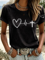 Women's Heartbeat Cross T-Shirt
