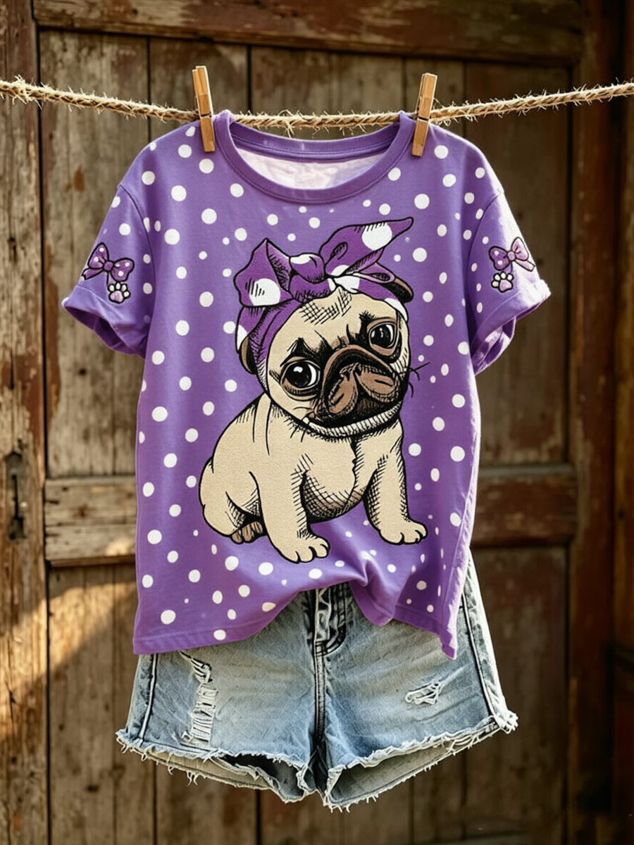 Women'S Casual Floral Cat Printed T-Shirt