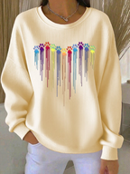 Women's Colorful Dog Heart Paw Print Casual Sweatshirt