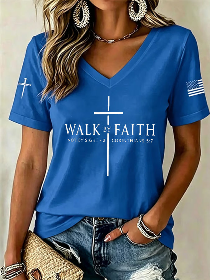 Women's Faith Print Top