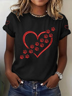 Women'S Paw Printed Casual T-Shirt