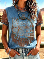Women'S Western-Style Retro Faith Print  T-Shirt