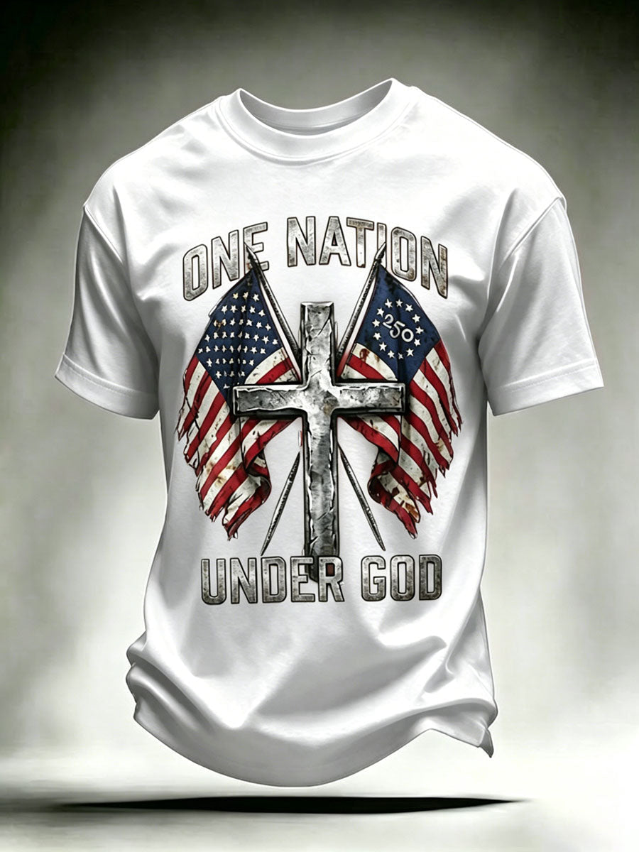 Men'S USA  Independence Day   Faith Art Printed T-Shirt